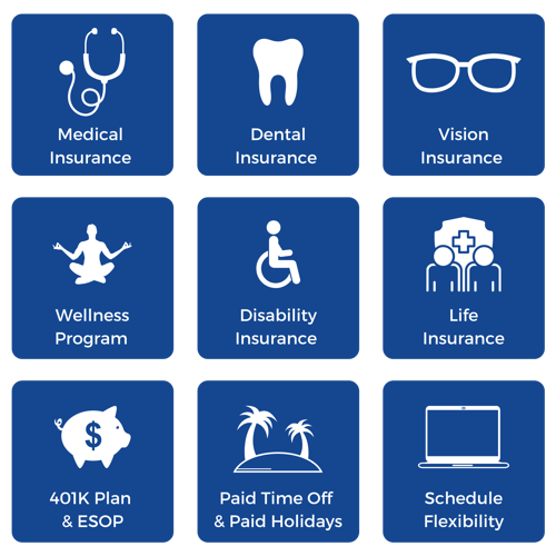 Icons representing various benefits 